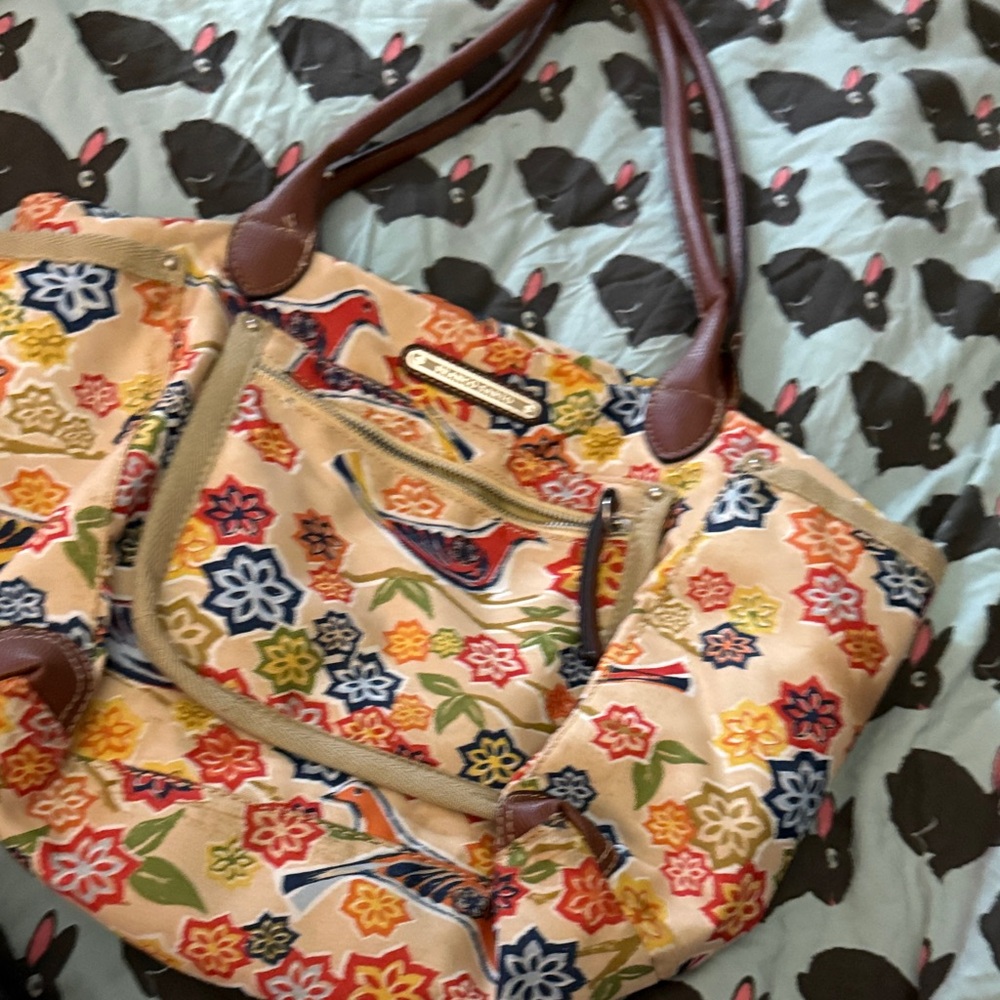Franco Sarto Floral Tote with Brown Accents